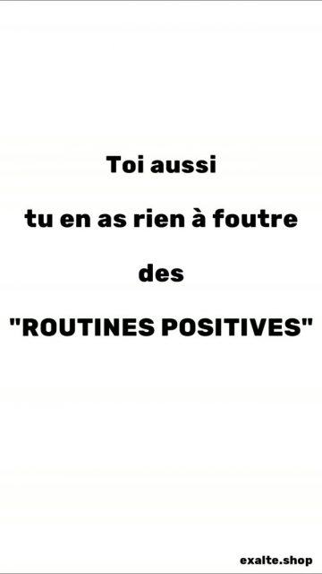 toi aussi t'en as rien à foutre des "routines positives" ? Cokiette non plus. 🐚
Tag le pote qui s'en fout autant que toi — on a LE tee-shirt pour lui. 👇
#exalte #humournoir #humourfrancais #memefrance drole